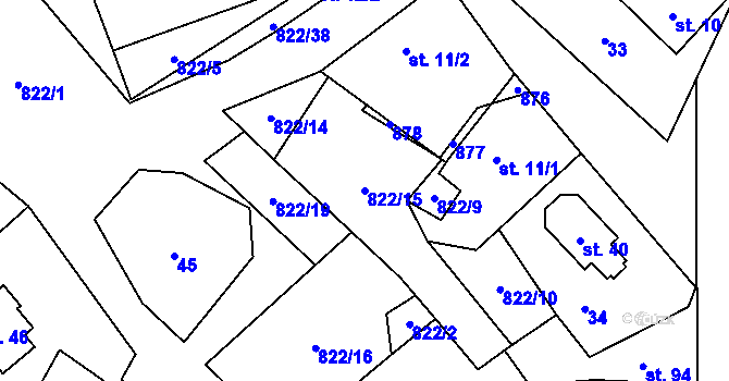 Parcela st. 822/15 v KÚ Markvarec u Nové Cerekve, Katastrální mapa