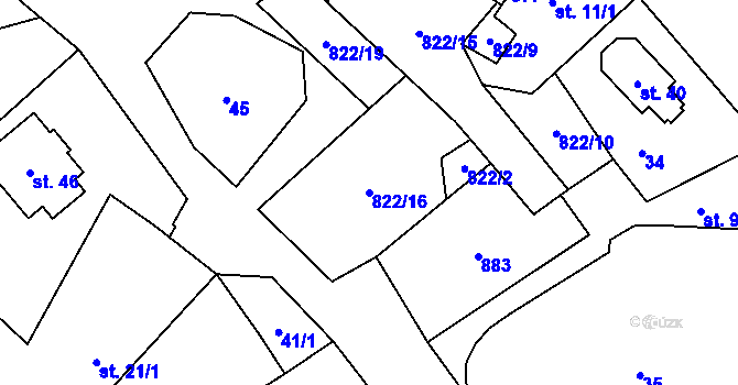 Parcela st. 822/16 v KÚ Markvarec u Nové Cerekve, Katastrální mapa