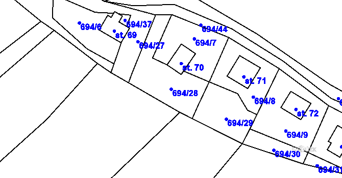 Parcela st. 694/28 v KÚ Markvarec u Nové Cerekve, Katastrální mapa