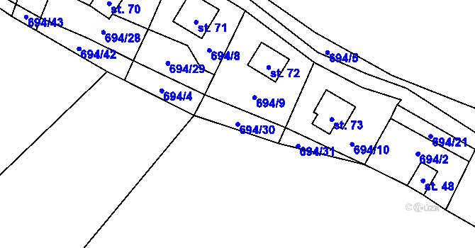 Parcela st. 694/30 v KÚ Markvarec u Nové Cerekve, Katastrální mapa