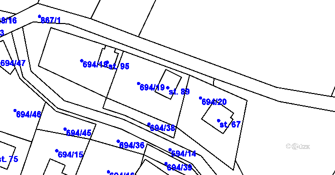 Parcela st. 89 v KÚ Markvarec u Nové Cerekve, Katastrální mapa