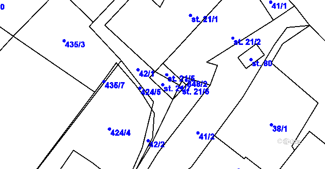 Parcela st. 21/7 v KÚ Markvarec u Nové Cerekve, Katastrální mapa