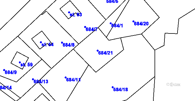 Parcela st. 684/21 v KÚ Markvarec u Nové Cerekve, Katastrální mapa