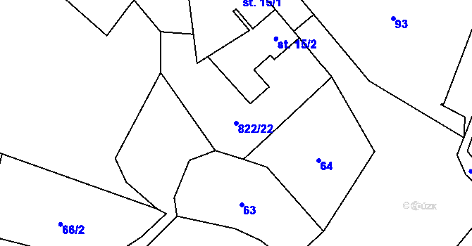 Parcela st. 822/22 v KÚ Markvarec u Nové Cerekve, Katastrální mapa