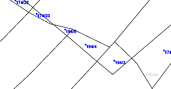 Parcela st. 194/4 v KÚ Markvarec u Nové Cerekve, Katastrální mapa