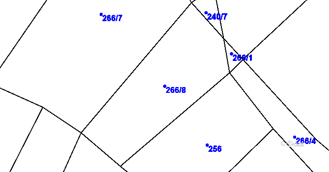 Parcela st. 266/8 v KÚ Markvarec u Nové Cerekve, Katastrální mapa