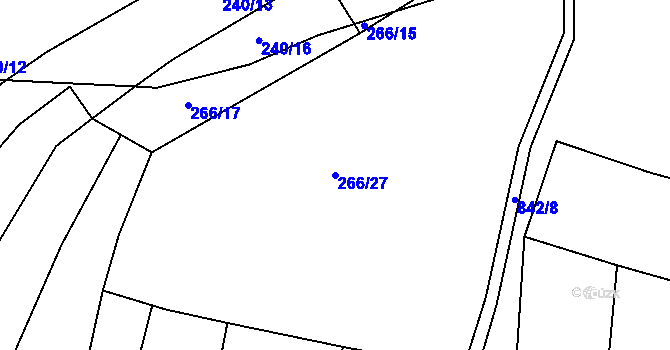 Parcela st. 266/27 v KÚ Markvarec u Nové Cerekve, Katastrální mapa