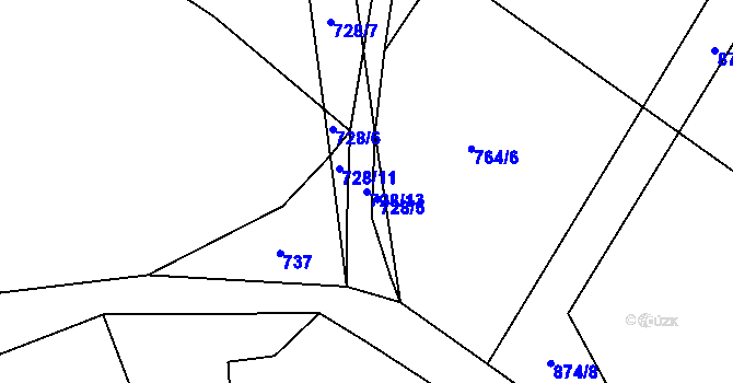Parcela st. 728/13 v KÚ Markvarec u Nové Cerekve, Katastrální mapa