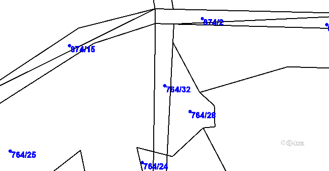 Parcela st. 764/32 v KÚ Markvarec u Nové Cerekve, Katastrální mapa