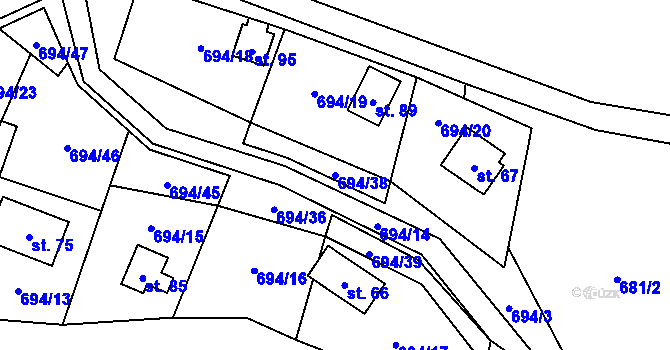 Parcela st. 694/38 v KÚ Markvarec u Nové Cerekve, Katastrální mapa