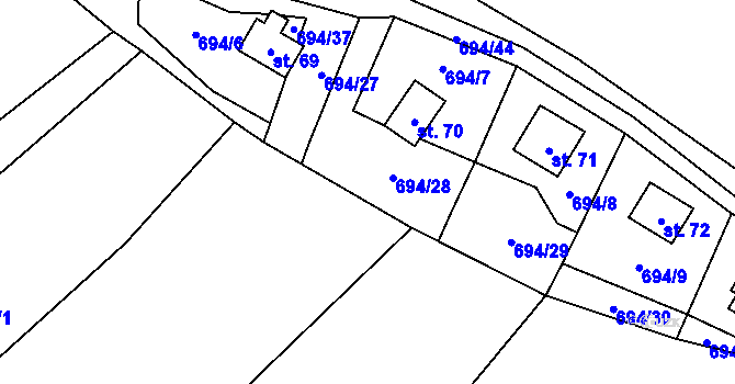 Parcela st. 694/42 v KÚ Markvarec u Nové Cerekve, Katastrální mapa