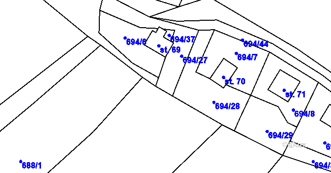 Parcela st. 694/43 v KÚ Markvarec u Nové Cerekve, Katastrální mapa