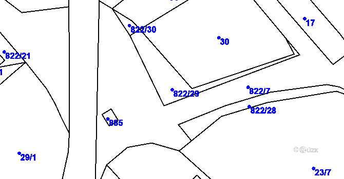 Parcela st. 822/29 v KÚ Markvarec u Nové Cerekve, Katastrální mapa