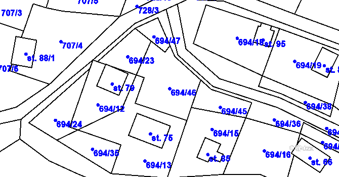 Parcela st. 694/46 v KÚ Markvarec u Nové Cerekve, Katastrální mapa