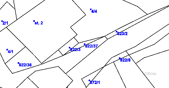Parcela st. 822/37 v KÚ Markvarec u Nové Cerekve, Katastrální mapa