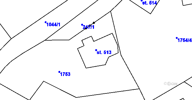 Parcela st. 513 v KÚ Markvartice u Děčína, Katastrální mapa