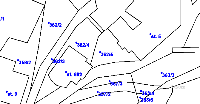 Parcela st. 362/5 v KÚ Markvartice u Děčína, Katastrální mapa