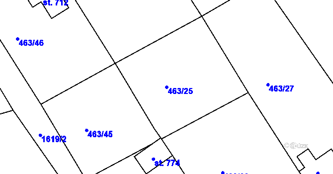 Parcela st. 463/25 v KÚ Markvartice u Děčína, Katastrální mapa