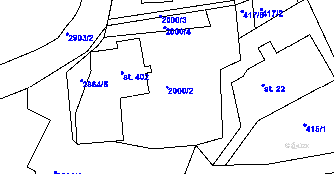 Parcela st. 2000/2 v KÚ Markvartice u Děčína, Katastrální mapa