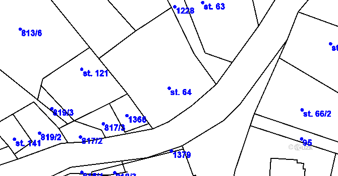 Parcela st. 64 v KÚ Markvartice u Sobotky, Katastrální mapa