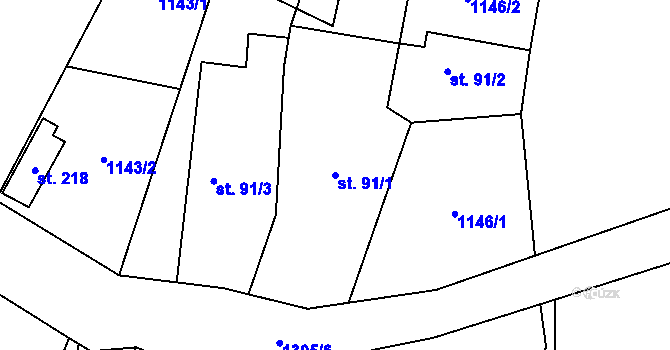 Parcela st. 91/1 v KÚ Markvartice u Sobotky, Katastrální mapa