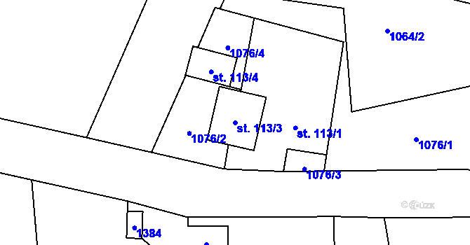 Parcela st. 113/3 v KÚ Markvartice u Sobotky, Katastrální mapa