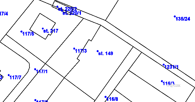 Parcela st. 149 v KÚ Markvartice u Sobotky, Katastrální mapa