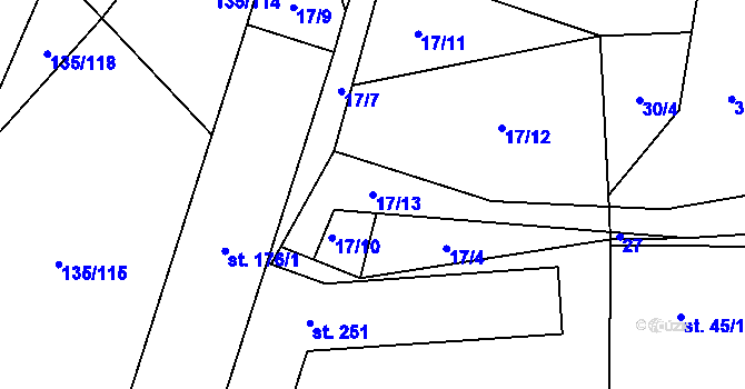 Parcela st. 17/13 v KÚ Markvartice u Sobotky, Katastrální mapa