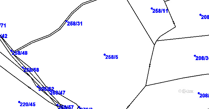 Parcela st. 258/5 v KÚ Markvartice u Sobotky, Katastrální mapa