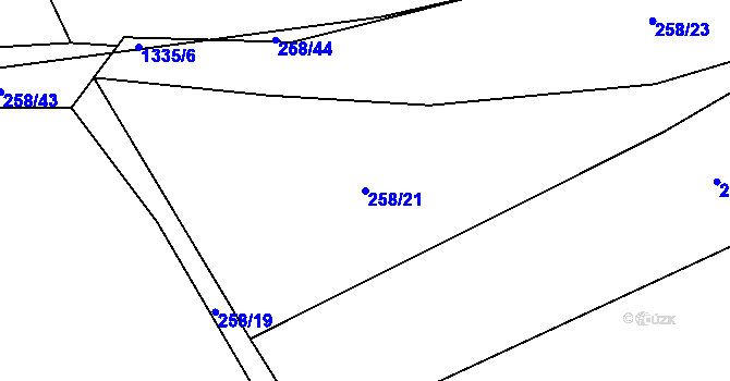 Parcela st. 258/21 v KÚ Markvartice u Sobotky, Katastrální mapa