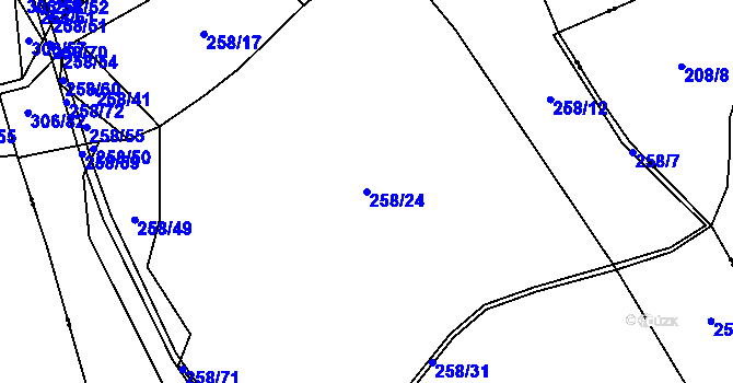 Parcela st. 258/24 v KÚ Markvartice u Sobotky, Katastrální mapa