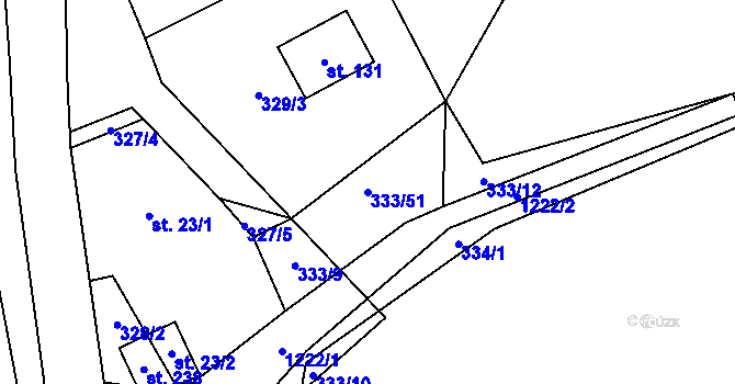Parcela st. 333/51 v KÚ Markvartice u Sobotky, Katastrální mapa