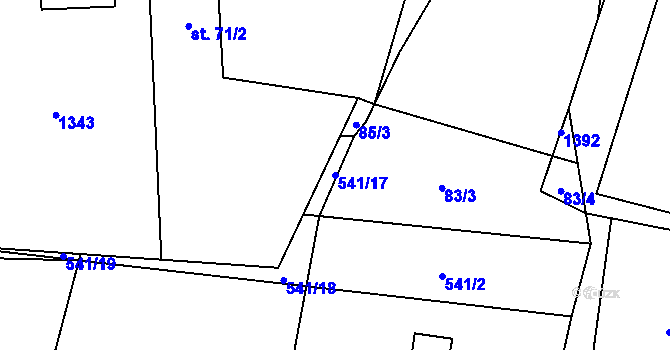 Parcela st. 541/17 v KÚ Markvartice u Sobotky, Katastrální mapa