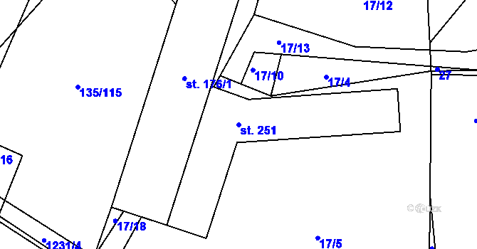 Parcela st. 251 v KÚ Markvartice u Sobotky, Katastrální mapa