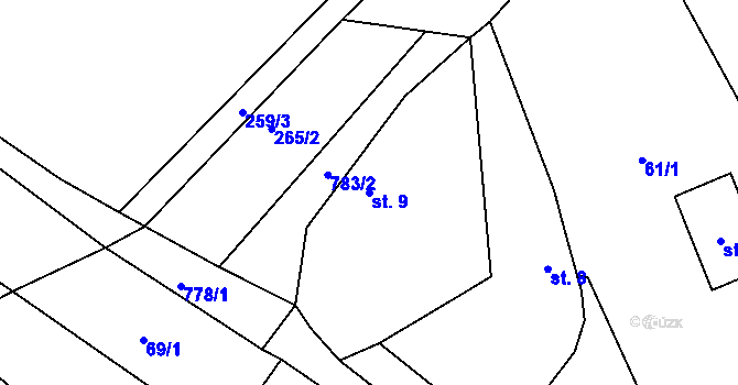 Parcela st. 9 v KÚ Příchvoj, Katastrální mapa