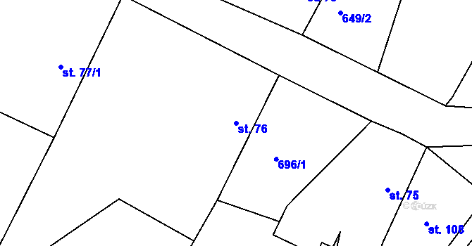 Parcela st. 76 v KÚ Příchvoj, Katastrální mapa
