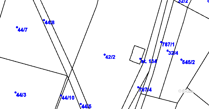 Parcela st. 42/2 v KÚ Příchvoj, Katastrální mapa