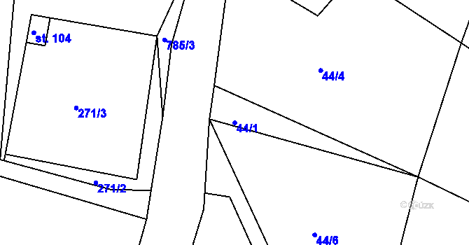 Parcela st. 44/1 v KÚ Příchvoj, Katastrální mapa