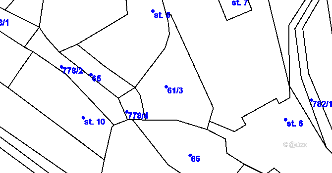 Parcela st. 61/3 v KÚ Příchvoj, Katastrální mapa
