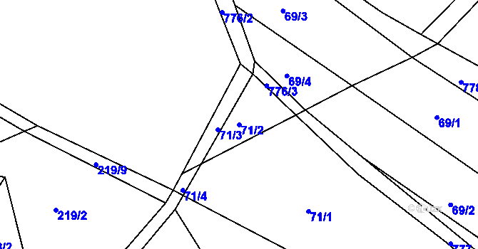 Parcela st. 71/2 v KÚ Příchvoj, Katastrální mapa
