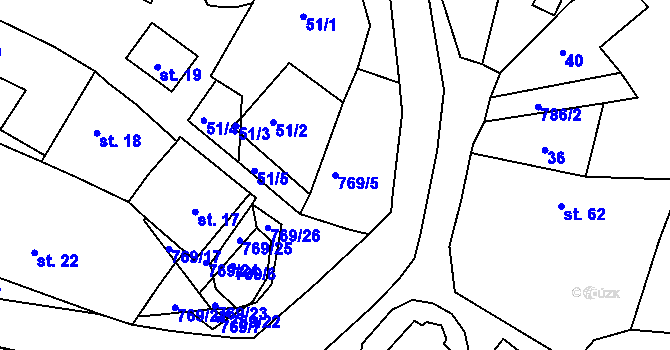 Parcela st. 769/5 v KÚ Příchvoj, Katastrální mapa