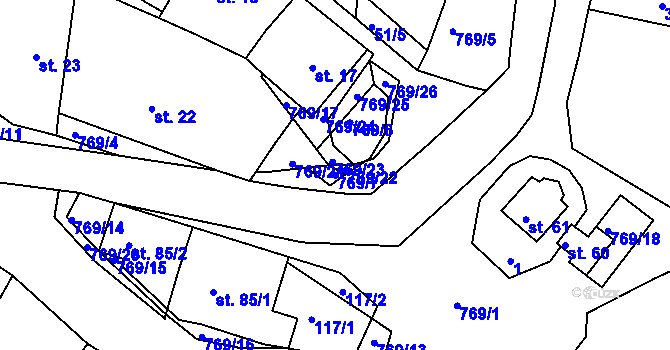 Parcela st. 769/7 v KÚ Příchvoj, Katastrální mapa