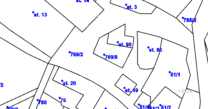 Parcela st. 769/8 v KÚ Příchvoj, Katastrální mapa