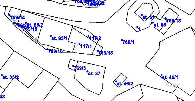 Parcela st. 769/13 v KÚ Příchvoj, Katastrální mapa