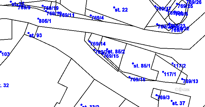 Parcela st. 769/15 v KÚ Příchvoj, Katastrální mapa