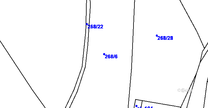 Parcela st. 268/6 v KÚ Příchvoj, Katastrální mapa