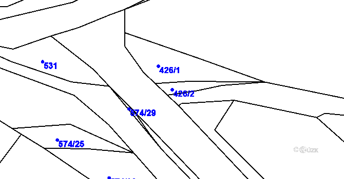 Parcela st. 426/2 v KÚ Příchvoj, Katastrální mapa