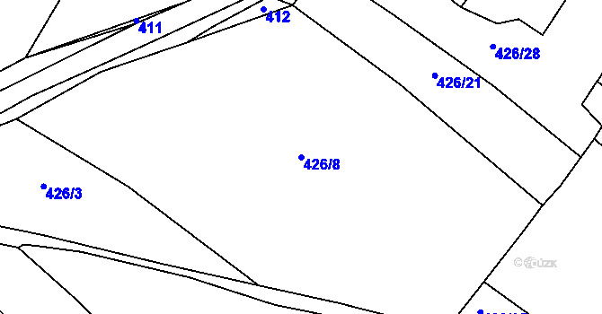 Parcela st. 426/8 v KÚ Příchvoj, Katastrální mapa