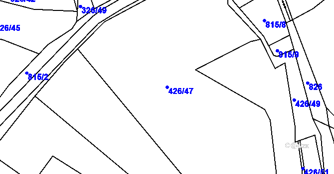 Parcela st. 426/47 v KÚ Příchvoj, Katastrální mapa