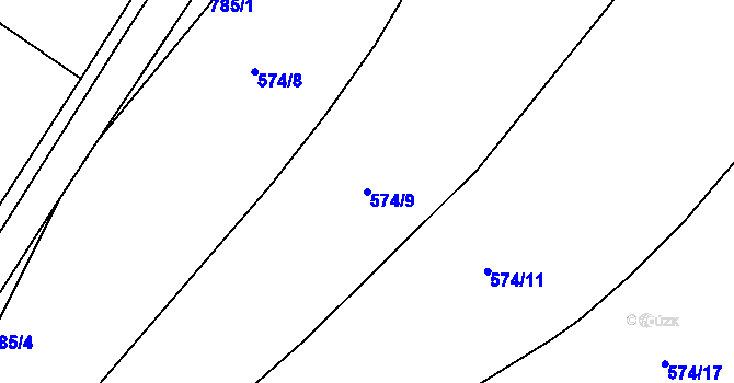 Parcela st. 574/9 v KÚ Příchvoj, Katastrální mapa